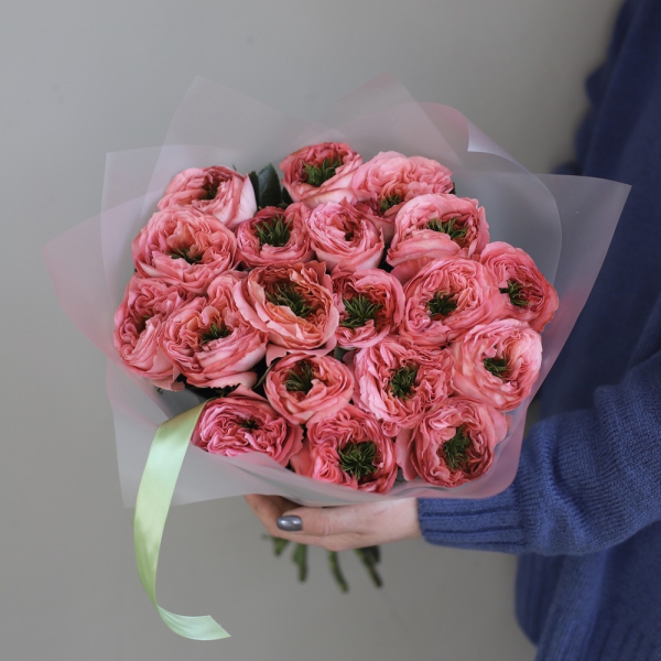 Букет из пионовидных роз Пинк Монстер -  19 роз 