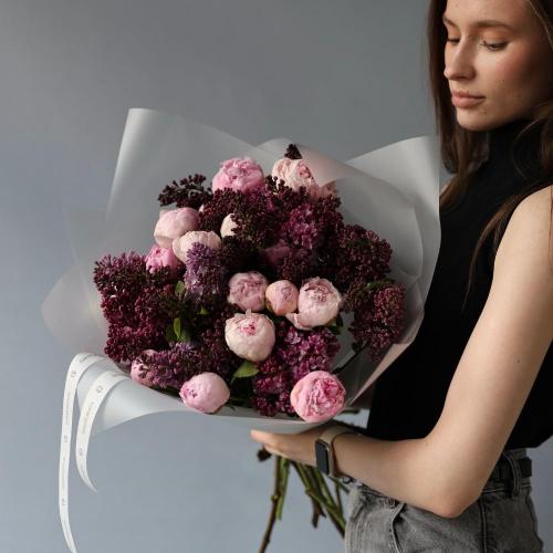 Букет из пионов и сирени - Размер M 