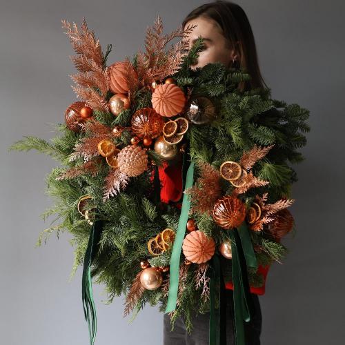 Венок, гамма "Мандариновый пай" -  55-60 см