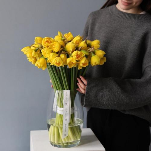 Букет из нарциссов в вазе -  49 нарциссов 