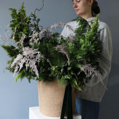 Новогодняя корзина, гамма "Рождественское чудо" - Размер L