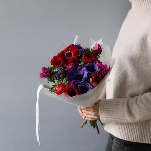 Букет из анемон разных цветов -  19 анемон 