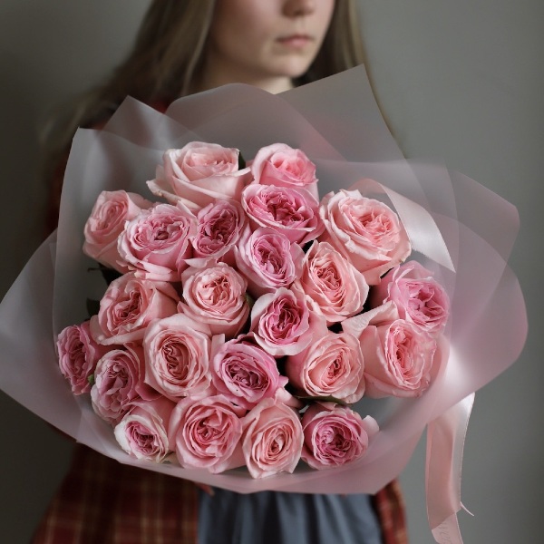 Букет из пионовидных роз Пинк Охара -  23 розы 