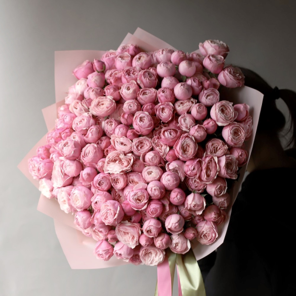 Букет из кустовых пионовидных роз Сильва Пинк - 39 кустовых роз