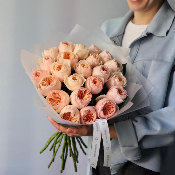 Букет из пионовидных роз Дэвида Остина Джульета - 23 роз