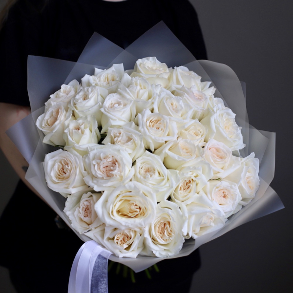 Букет из пионовидных роз Вайт Охара -  29 роз 