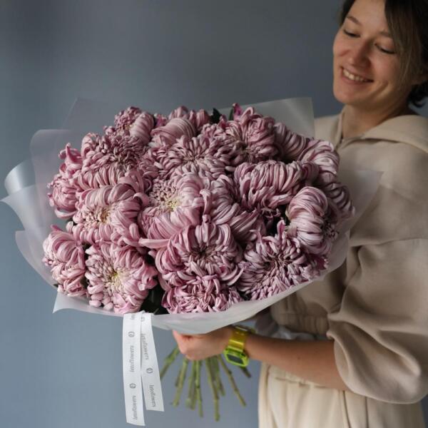 Букет из сиреневых хризантем Виена - 19 хризантем