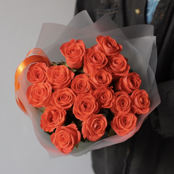 Букет из оранжевых роз - 19 роз