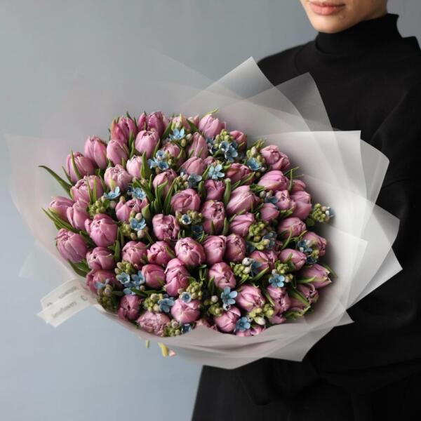 Букет из тюльпанов и оксипеталума - Размер L