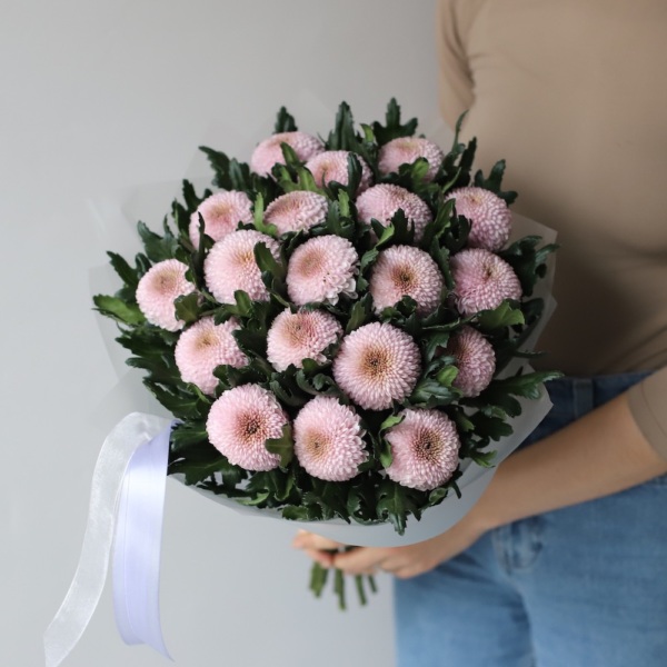 Букет из сиреневых хризантем - 19 хризантем