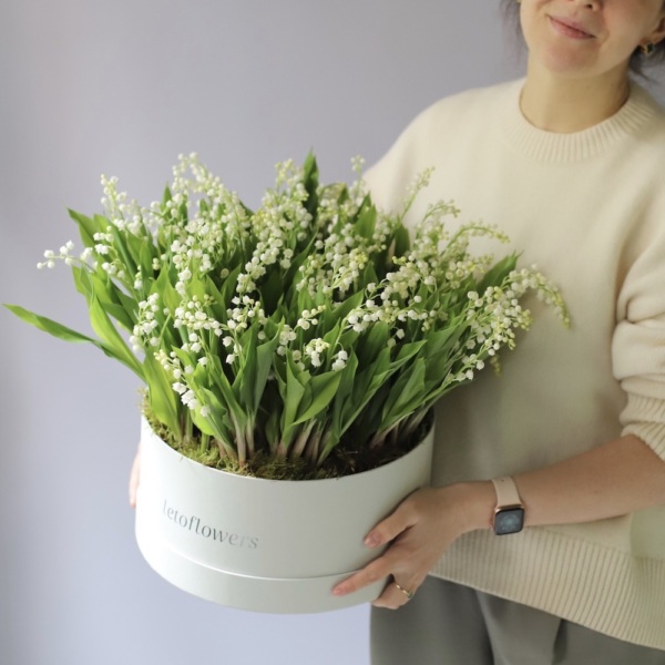 Букет из ландышей в шляпной коробке -  Размер XL 