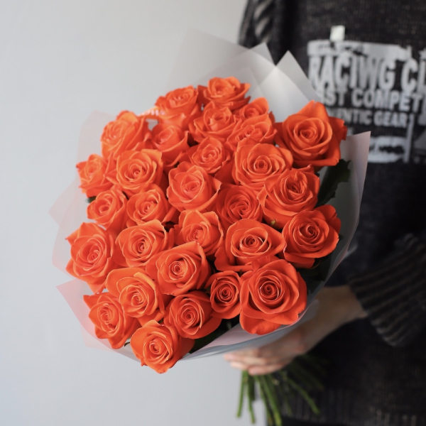 Букет из оранжевых роз - 29 роз