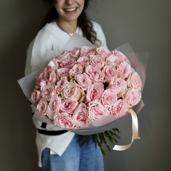 Букет из пионовидных роз Пинк Охара -  35 роз 