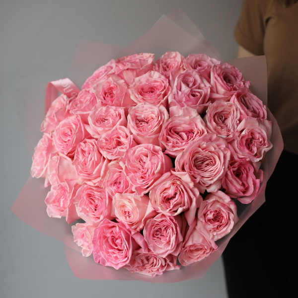 Букет из пионовидных роз Пинк Охара - 35 роз