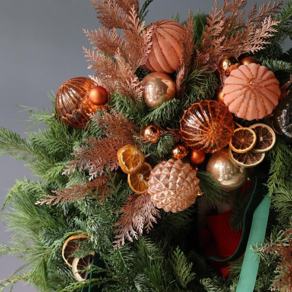 Венок, гамма "Мандариновый пай" - 55-60 см