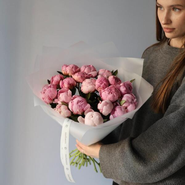 Букет из нежно-розовых пионов - 19 пионов