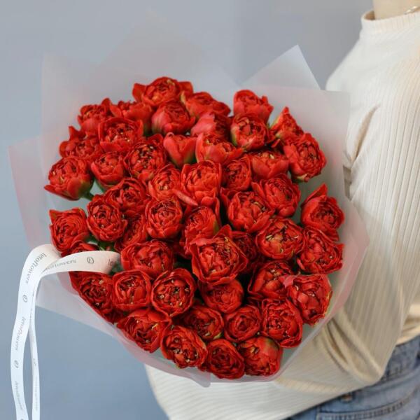 Букет из красных тюльпанов - 49 тюльпанов