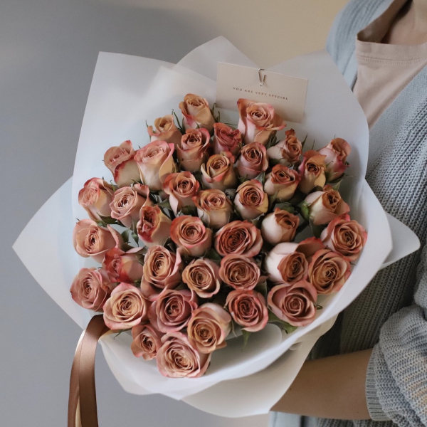 Букет из роз Капучино - 39 роз