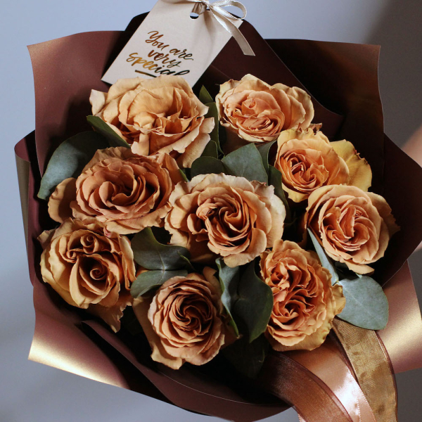 Букет из пионовидных роз Тоффи - 9 роз