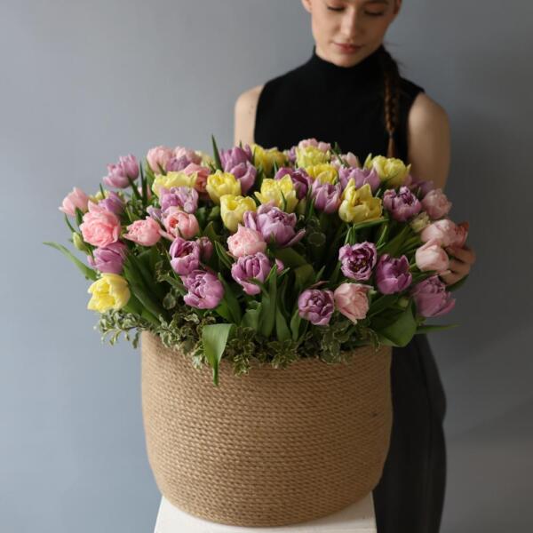 Корзина с тюльпанами - Размер L